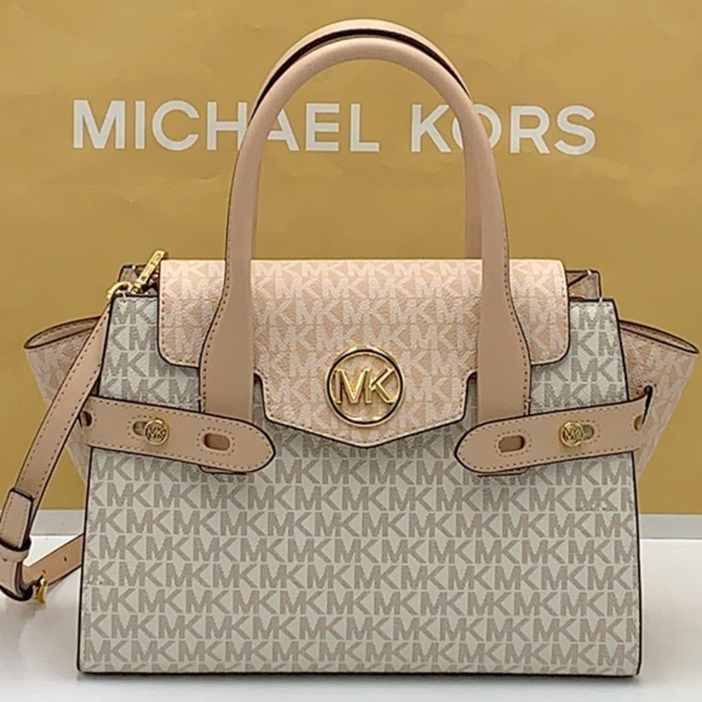 MICHAEL KORS
Carmen Medium Color-Block Logo Satchel color Buff Multi